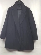 Original Melton Pea Coat By Evergreen  Lined Double Breasted Wool Blue Men's XL