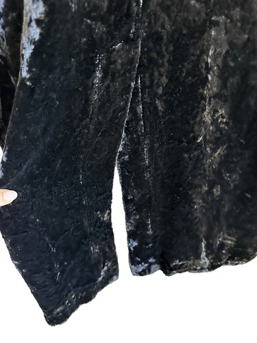 BETH SHAEFFER Black Crushed Velvet Long Jacket Coat MEDIUM - AS NEW - Picture 3 of 9