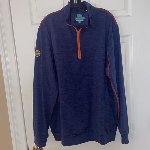Wears Woody Sweater Mens 2xl Blue 1/4 Zip Pullover Blue Orange Rayon Bamboo USA - Picture 2 of 6