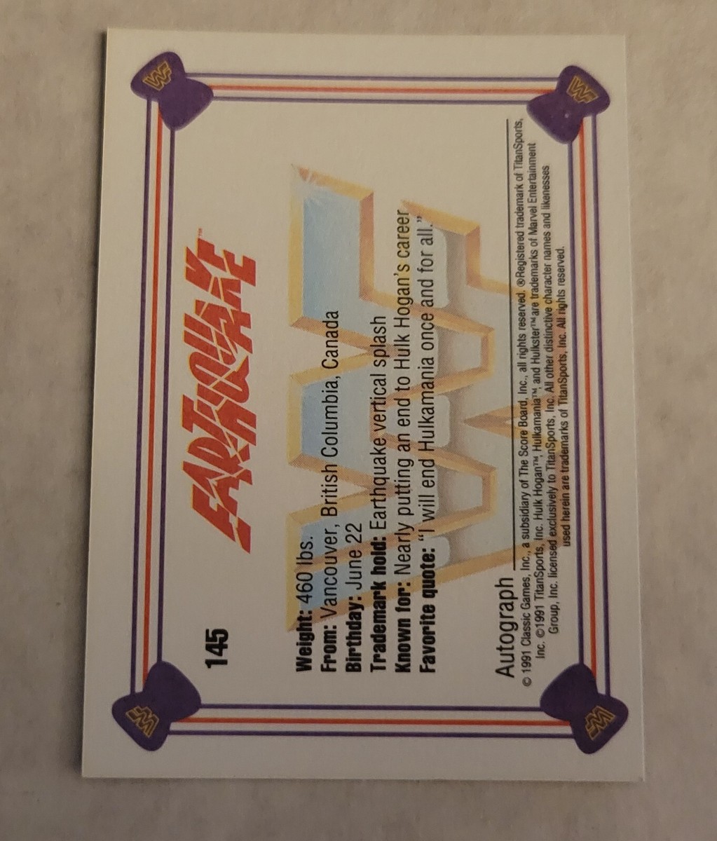 スポーツ選手 wwf91 1991 Classic WWF Superstars #145 Earthquake | eBay