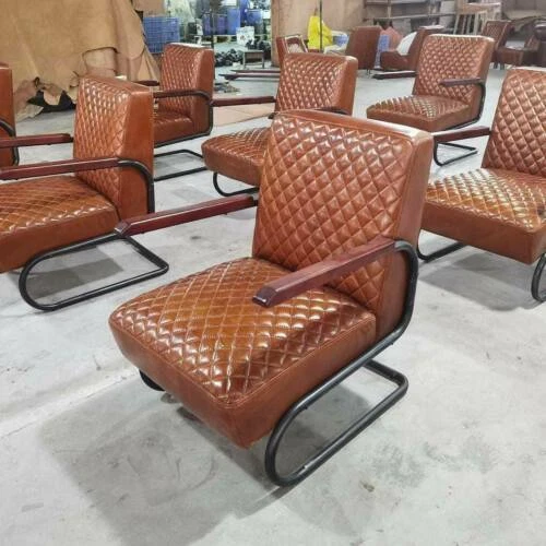 Chaises vintage/rétro marrons en cuir pour la maison