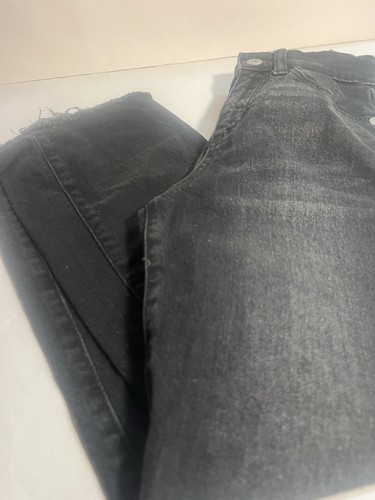 Target Art And Glass Girls Black Wash Jeans Wide Leg With Fraed Ends Size 7 - Picture 2 of 5