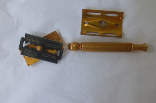 Rasoio di sicurezza vintage anni 40 Gillette Gold TECH Ball End DE - Foto 3 di 5