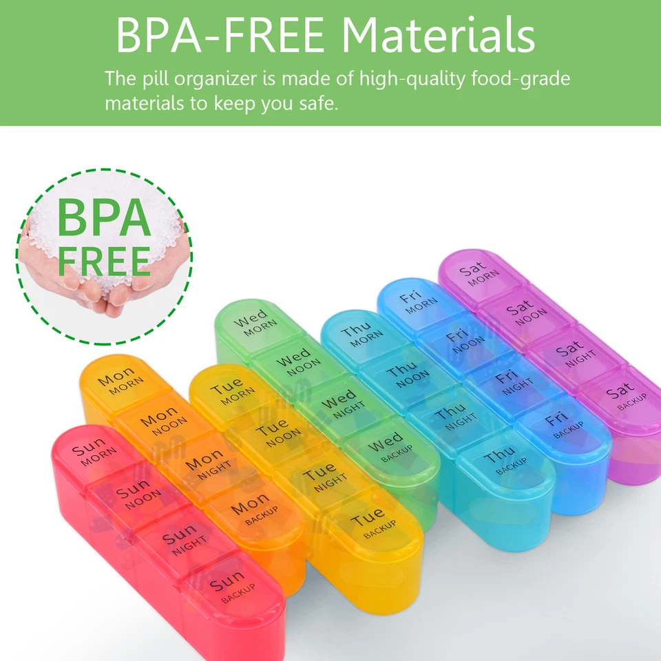 1x Weekly Pill Box Organizer 4 Times a Day 7 day Organizer Case Medicine Storage - Image 3 of 4