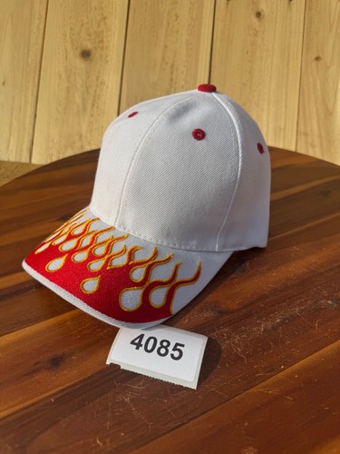 Players Adults Adjustable Flames Strapback Fire Cap White Hat OSFA - Picture 9 of 9