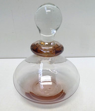 VINTAGE CHAMPAGINE PINK TINTED GLASS STOPPER SCENT PERFUME BOTTLE