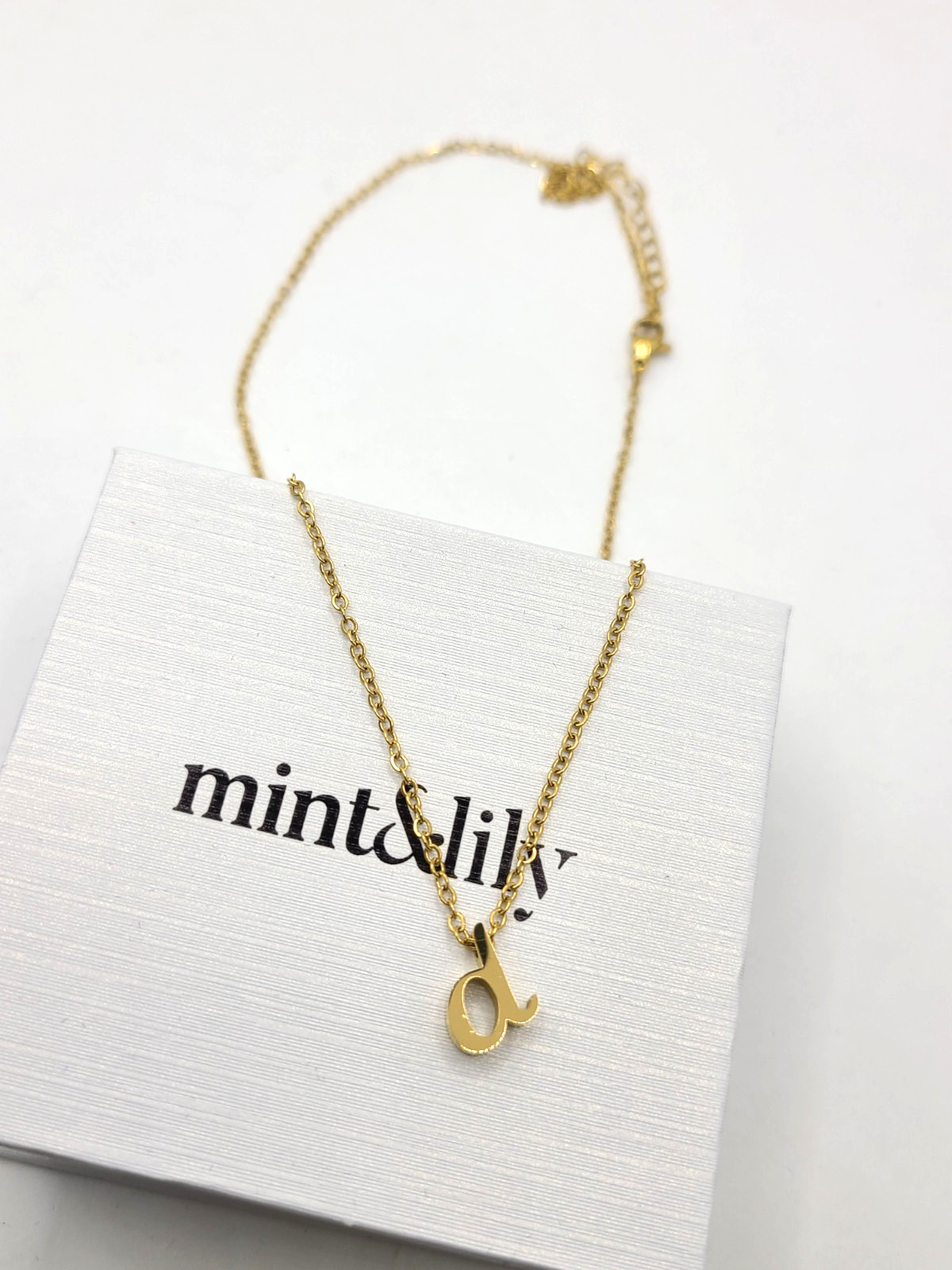 Mint & Lily Tiny Script Initial Necklace Letter "… - image 2