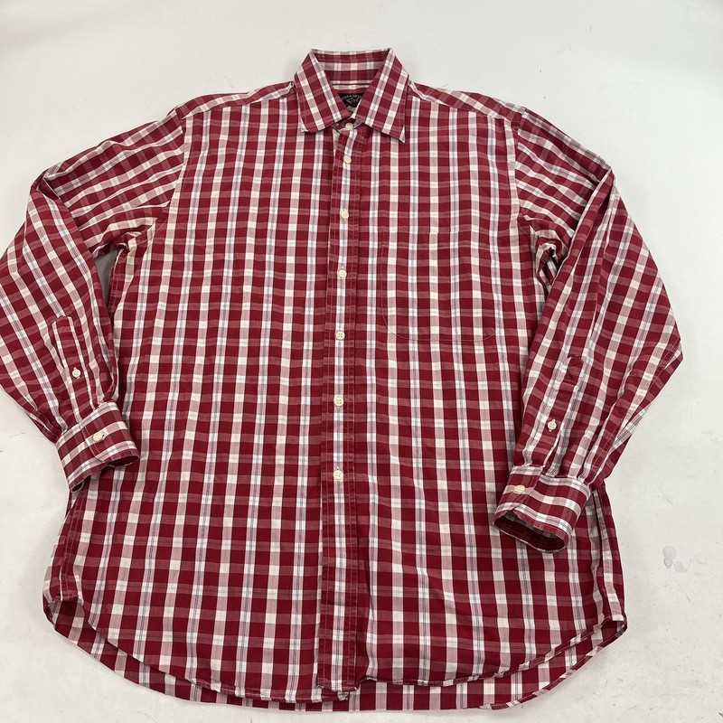 Paul & Shark Yachting Red Plaid Check Long Sleeve Button Shirt Size Medium