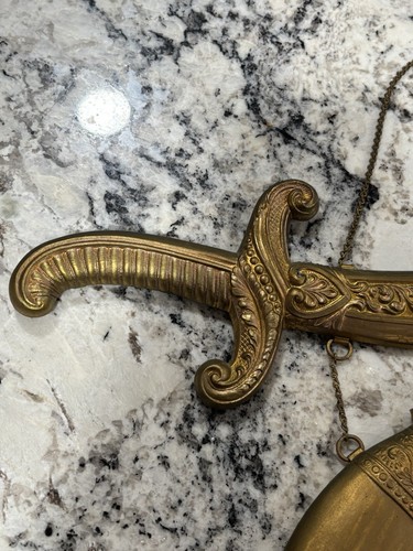 Specchio Shriners vintage con scimitarra mezzaluna chiave di volta sfinge arte metallo funziona NJ - Foto 10 di 22