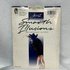 Hanes Smooth Illusions Body Contouring Shaping Pantyhose Barely Black Size EF