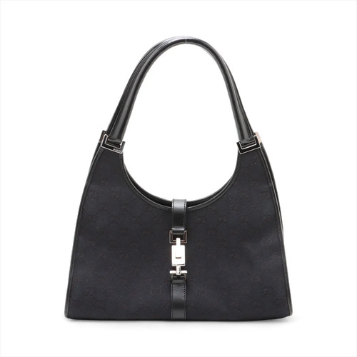 Gucci GG Canvas Jackie Canvas & Leather Hand bag Black 0021067