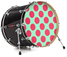 Vinyl Decal Skin for 20" Bass Kick Drum Head Kearas Polka Dots Pink And Blue