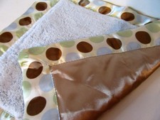 Blankets Beyond Lovey Blue Plush - BROWN SATIN BACK Polka Dot Security Blanket