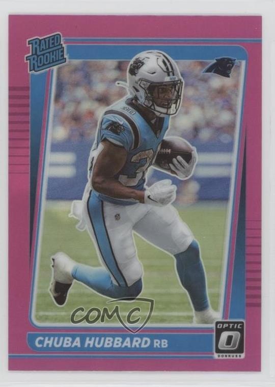 2021 Panini Donruss Optic Rated Rookie Pink Prizm Chuba Hubbard #225 0a21