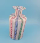 Vintage Murano Latticino Hand Blown Glass Vase Made In Italy Art Glass
