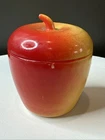 Vintage Hazel Atlas Apple Milk Glass Lidded Kitchen Jelly Jam Jar