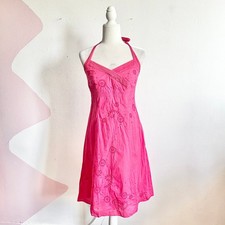 Ann Taylor Pink Halter Eyelet Dress Coquette 100% Cotton