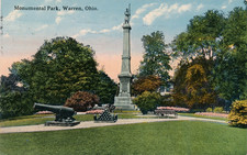 MONUMENTAL PARK, WARREN, OHIO. OH. CIVIL WAR. CANNON. CANNONBALLS. CURT TEICH.