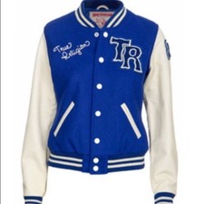 TRUE RELIGION RICHIE VARSITY MALIBU BLUE MEDIUM LETTERMAN JACKET S 340.