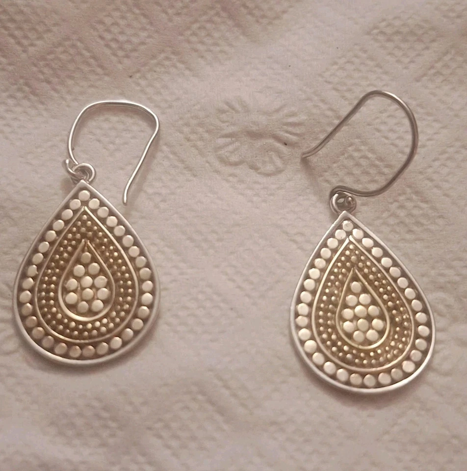 Lindos brincos de prata esterlina com lágrima Anna Beck assinados - Imagem 3 de 4