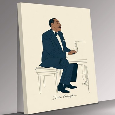Duke Ellington Jazz Legende Zeichnung Leinwandbild Wandbild Bild