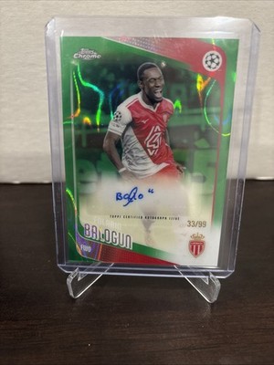 2025-26 Topps Chrome UCC AS Monaco Folarin Balogun Auto Green Lava /99