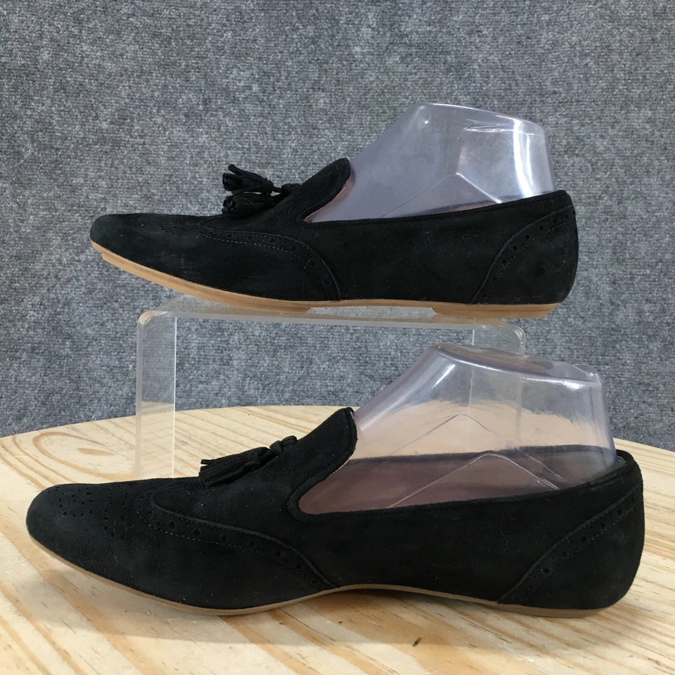 Mocasín J.Crew Georgie para mujer 7,5 negro gamuza borla sin cordones zapatos planos informales cómodos Foto 2 de 4