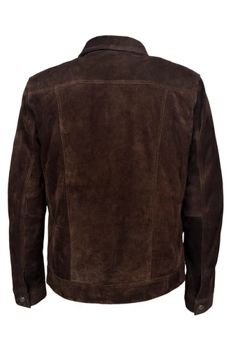 Men's TRUCKER Suede Leather Jacket Western Classic Denim Style Shirt Jacket 1280 image 2
