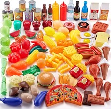 143 Piece Play Food for Kids Kitchen - Toy Assortment - Pretend Food for Toddler