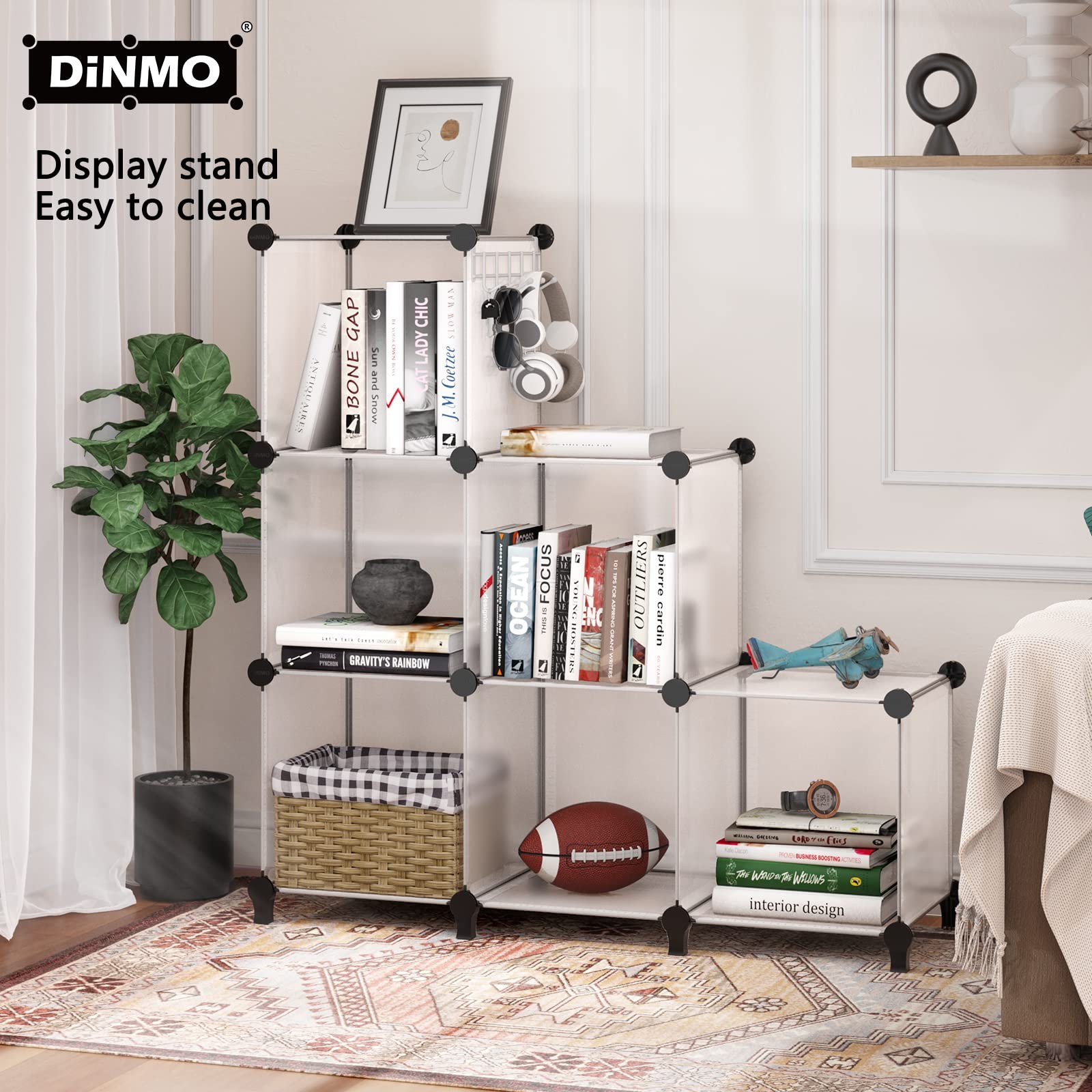 DINMO 6 Cubes Storage Organizer, Bookcase, Display Shelf with Wooden Mallet, ...