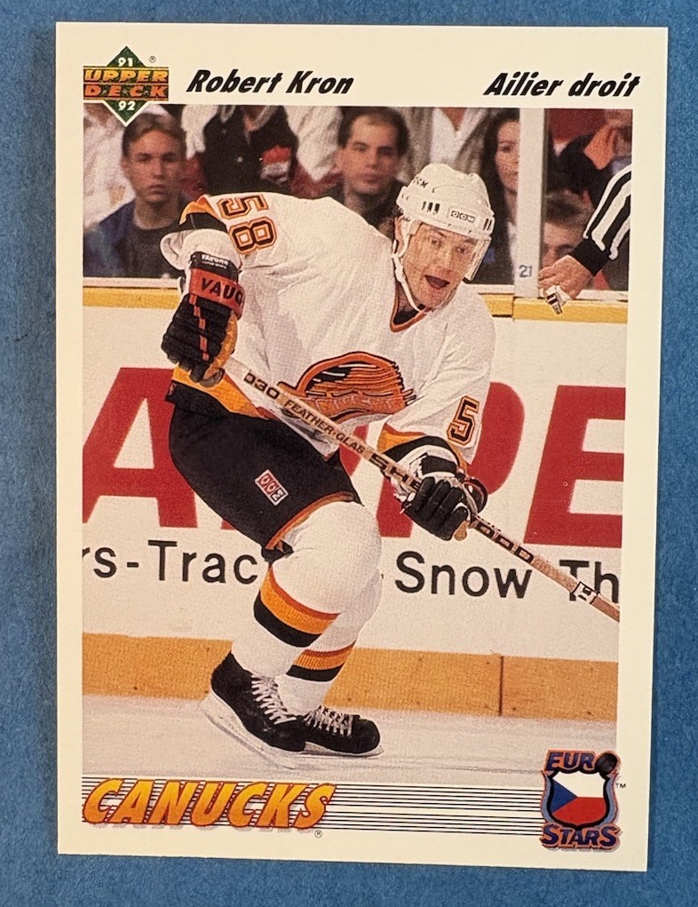1991-92 Upper Deck Euro-Stars #E8 French Robert Kron Vancouver Canucks NHL