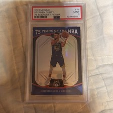 Stephen Curry 2021 Mosaic 75 Years of The NBA Silver #76 GS Warriors PSA 9 Mint