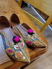 VNTG. Beautiful Leather Indian JUTTI, Ceremonial Wedding Shoe. US Sz 8