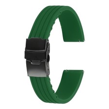 Silicone Watch Bands 18mm Soft Watch Bands with Black Snap Buckle, Green