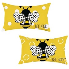 Bees Summer Throw Pillow Covers 12x20 Inch Set of 2 20" x 12" Pack of 2