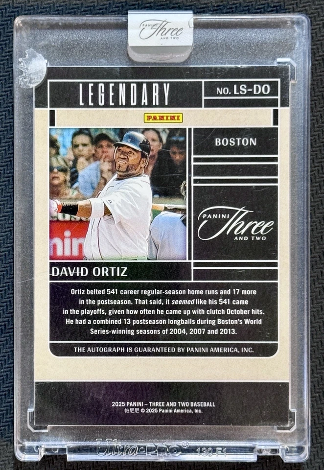 Panini Tres y Dos 2025 David Ortiz Legendary Signatures Medias Rojas Automático/49 Foto 3 de 3