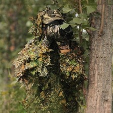 Camouflage Rain Poncho 3D Leaves Ghillie Poncho Hooded Waterproof Camo Raincoat