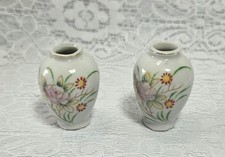 Beautiful Occupied Japan Miniature Hand Painted Vases Set of 2 
