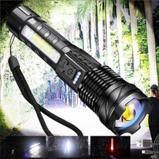 Tactical White Laser LED Flashlight Torch 7Modes Zoom USB Rechargeable Lamp gift
