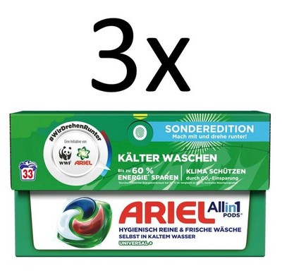 3X ARIEL ALL-IN-1 PODS UNIVERSAL VOLLWASCHMITTEL 33WL *NEU*