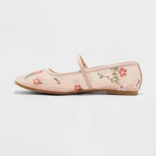 Women's Elsa Floral Mesh Mary Jane Flats - Wild Fable