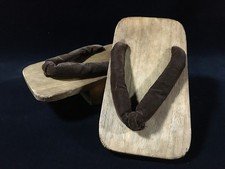 N1044 Vintage Japanese Geta Sandals Clogs Brown Strap Kimono Yukata Shoes