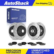 Front Rear Drilled Slotted Brake Rotors Premium Ceramic Pads for Ford Flex