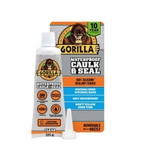 Gorilla 100 Silicone Caulk, Waterproof Sealant, 2.8oz Squeeze Tube Pack of ...
