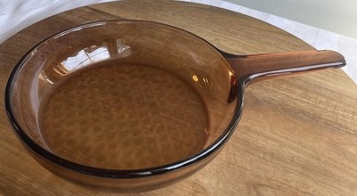 VTG Vision Corning Ware Amber Glass Fry Skillet Pan 7 Inch Waffle Bottom