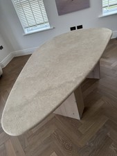 Bespoke Travertine Dining Table Top ONLY | Polished Stone Oval 72x39” | Handmade