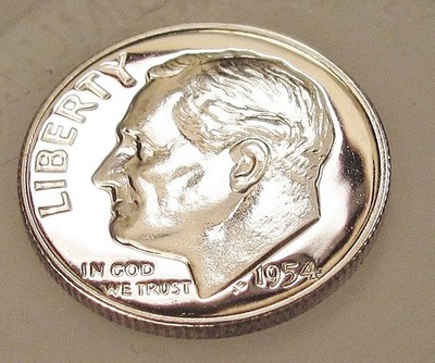 1954 Gem  Proof  ''EYE CANDY'' Dime 90% Silver Blazing Luster  #330 ~ 3