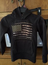 Mossy Oak Boys 5/6 Hoodie Black Camouflage Silky Lined Hoodie American Flag