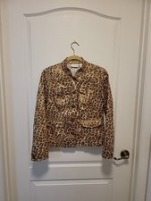 Chico's Women's Jacket Animal Print Button Closure Gold Shine Size 0