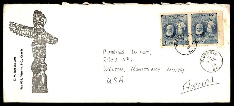 Mayfairstamps Canada 1969 Victoria to USA Totem Pole Cover cca_08275